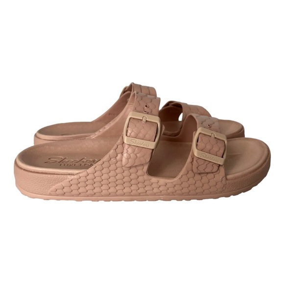 Skechers Luxe Foam Sandals Sliders Womens Size UK 8 Dusky Pink Buckle Fastening - Picture 2 of 12